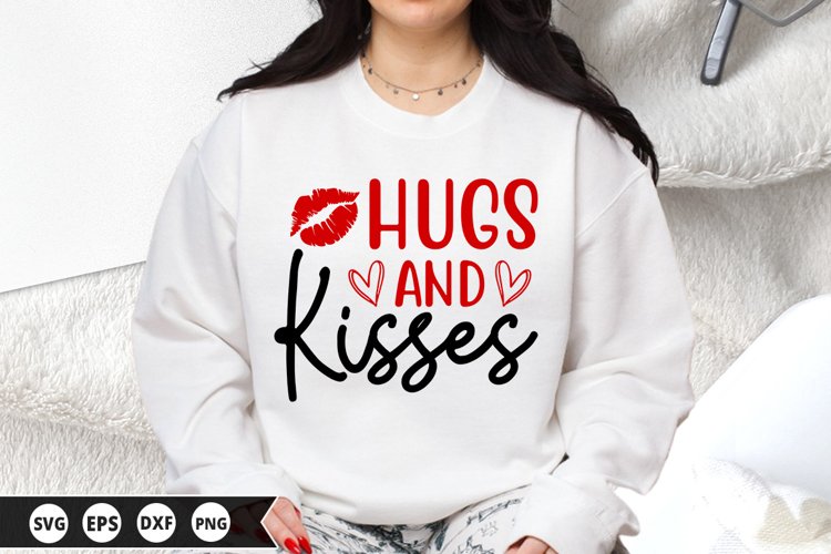 Hugs and Kisses - Valentines Day SVG Design