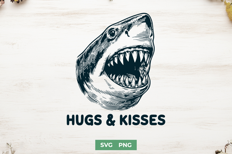 Funny Shark SVG for Sarcastic Shirts - Hugs and Kisses PNG