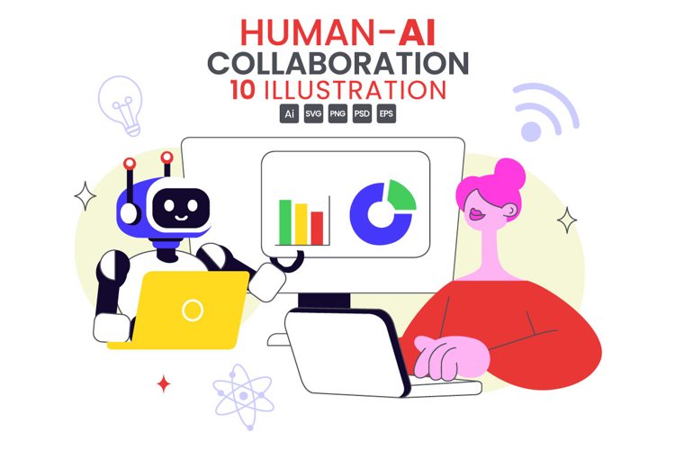 10 Human AI Collaboration Illustration