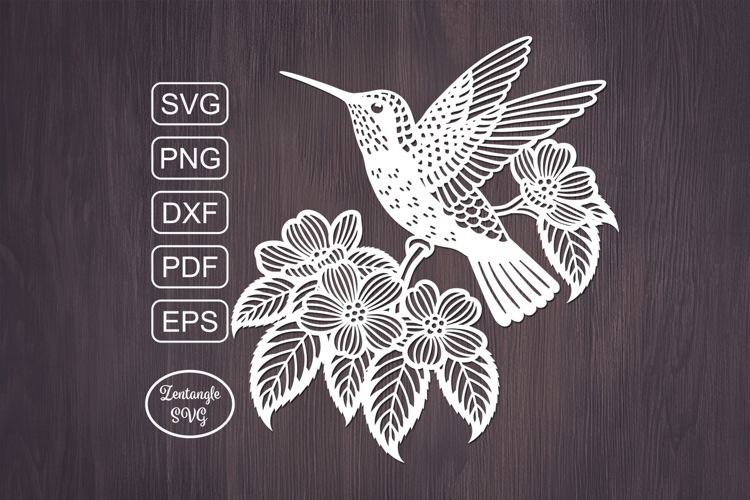 Hummingbird bird papercut, paper cutting template, laser cut