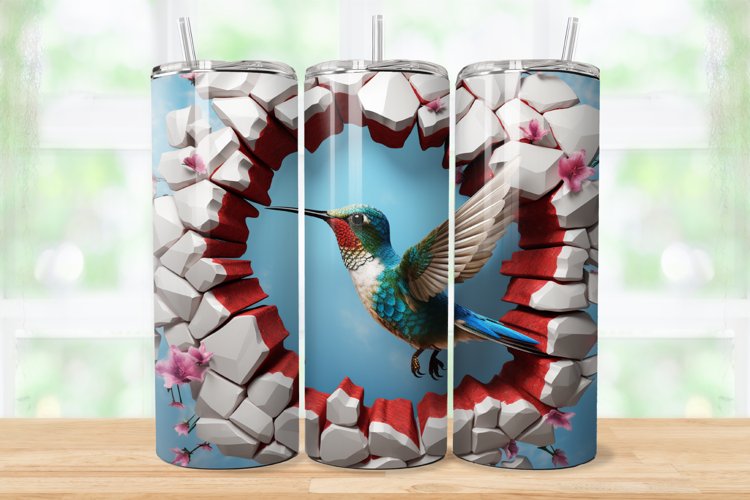 Hummingbird 3D Cracked Hole 20oz/30oz Skinny Tumbler
