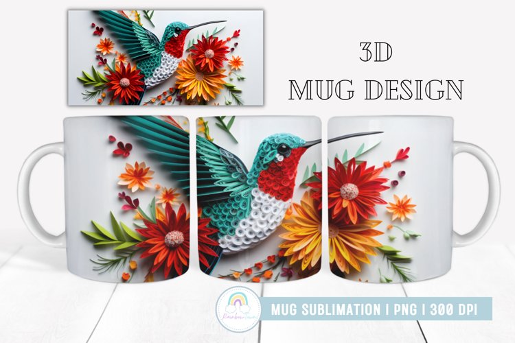 Hummingbird 3D Mug Sublimation I 3D Mug Wrap