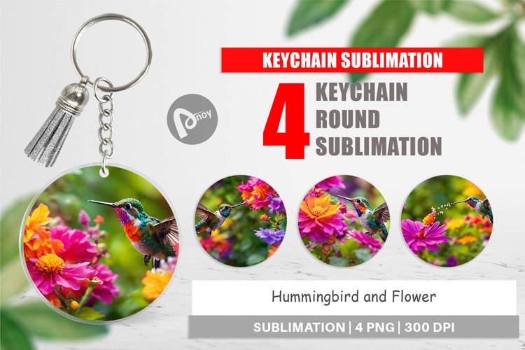Keychain Hummingbird and Flower