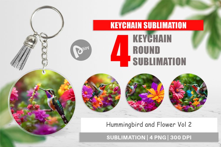Keychain Hummingbird and Flower