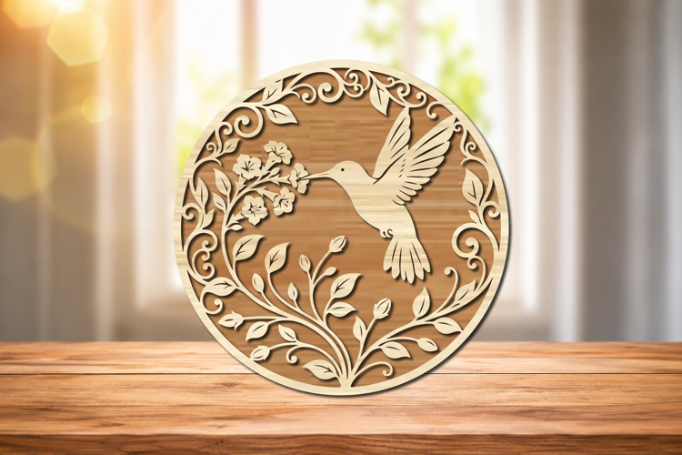 Hummingbird Floral Laser Cut SVG