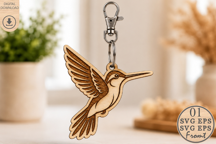 Hummingbird Laser Cut File SVG, Round Ornament SVG
