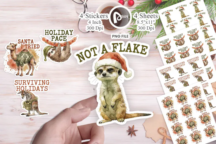 Desert Holiday Toon Animals Sticker