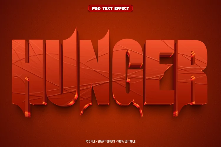 Hunger 3D editable text effect