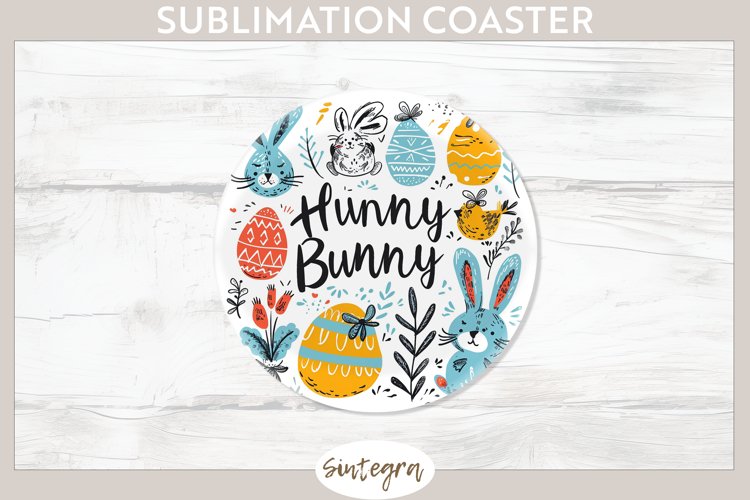 Hunny Bunny v1 Round Coaster Sublimation example image 1