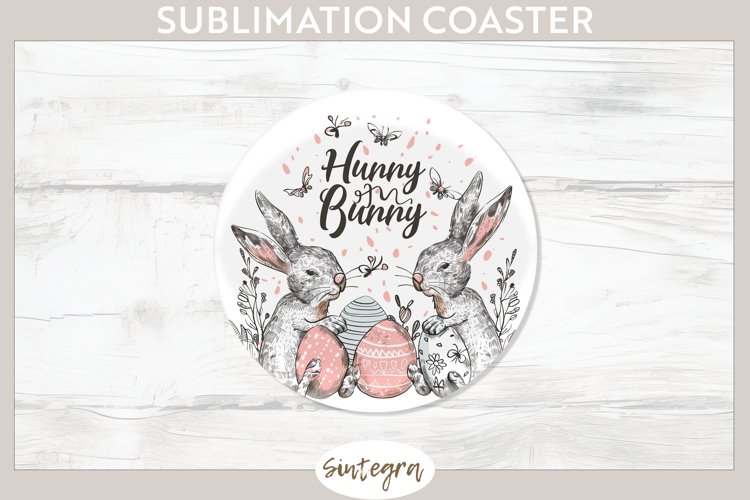 Hunny Bunny v10 Round Coaster Sublimation example image 1