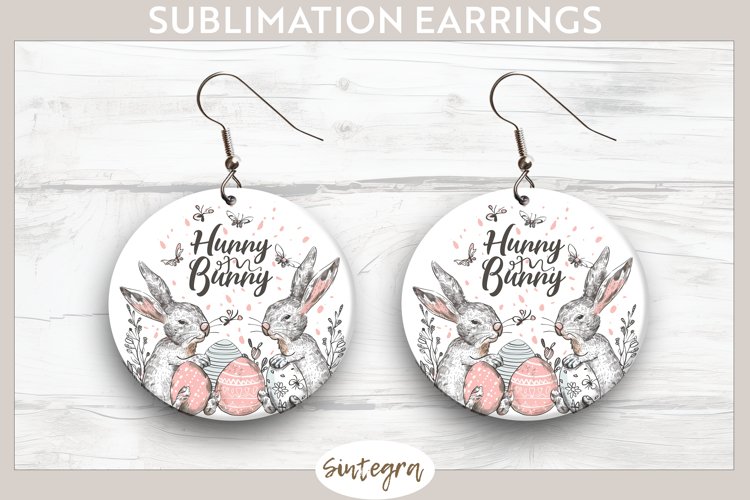 Hunny Bunny v10 Round Earrings Sublimation example image 1