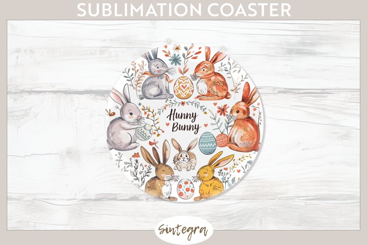 Hunny Bunny v11 Round Coaster Sublimation example image 1