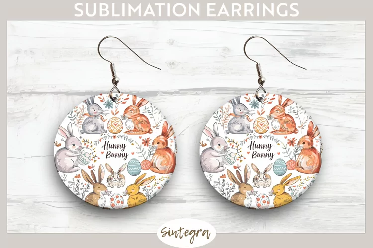 Hunny Bunny v11 Round Earrings Sublimation