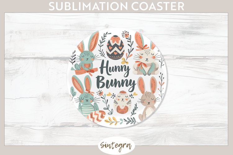 Hunny Bunny v2 Round Coaster Sublimation example image 1