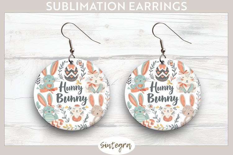 Hunny Bunny v2 Round Earrings Sublimation example image 1