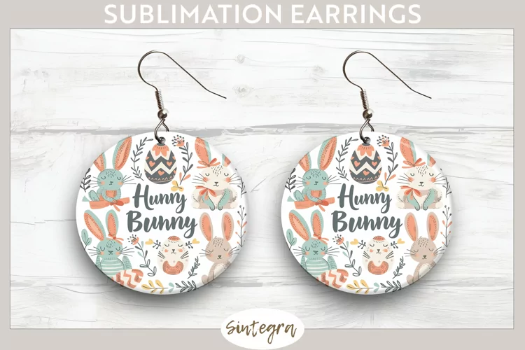 Hunny Bunny v2 Round Earrings Sublimation