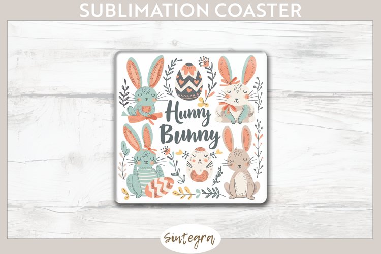 Hunny Bunny v2 Square Coaster Sublimation example image 1