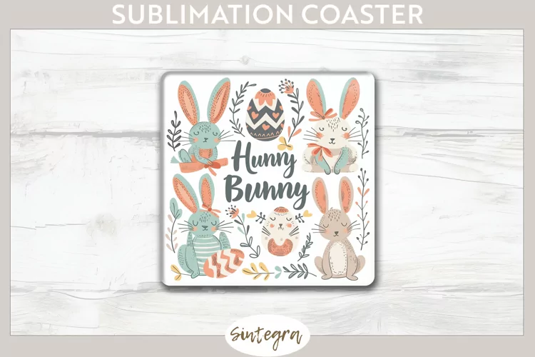 Hunny Bunny v2 Square Coaster Sublimation