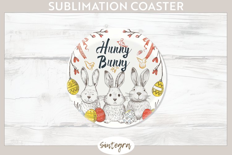 Hunny Bunny v3 Round Coaster Sublimation example image 1