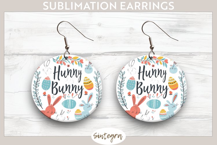 Hunny Bunny v4 Round Earrings Sublimation example image 1