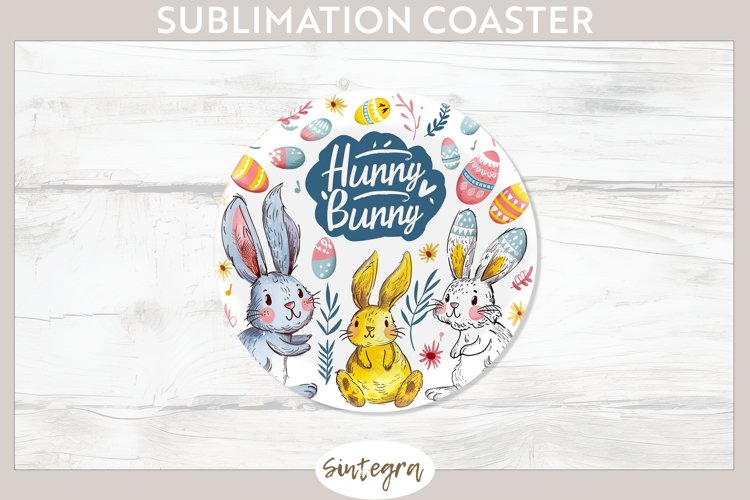 Hunny Bunny v5 Round Coaster Sublimation example image 1