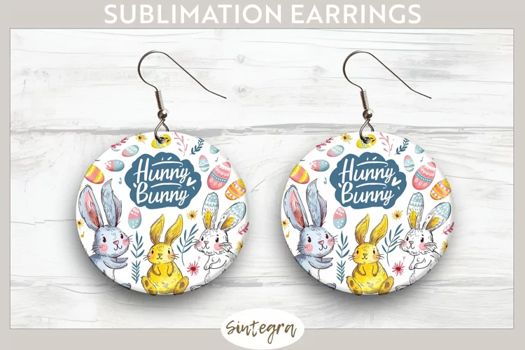 Hunny Bunny v5 Round Earrings Sublimation