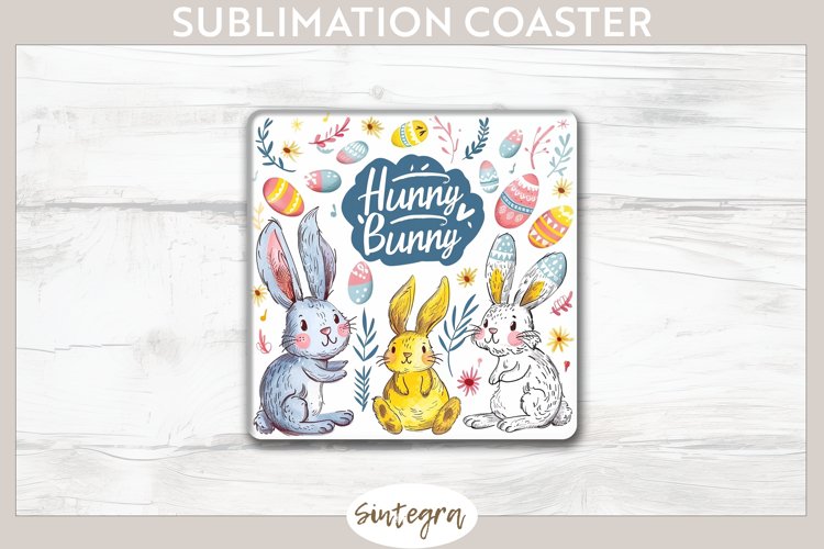 Hunny Bunny v5 Square Coaster Sublimation example image 1
