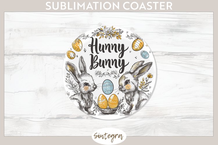 Hunny Bunny v6 Round Coaster Sublimation example image 1