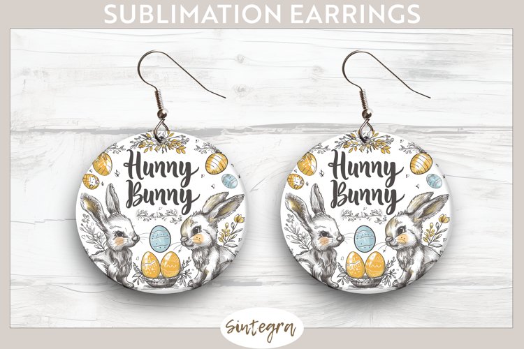Hunny Bunny v6 Round Earrings Sublimation example image 1
