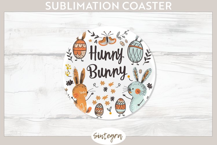 Hunny Bunny v7 Round Coaster Sublimation example image 1