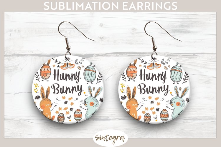 Hunny Bunny v7 Round Earrings Sublimation example image 1