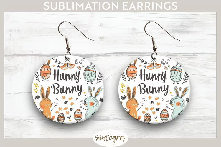 Hunny Bunny v7 Round Earrings Sublimation