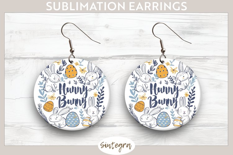 Hunny Bunny v9 Round Earrings Sublimation example image 1