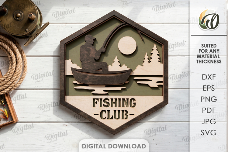 3D Fishing Sign Laser Cut. Wall Decor. Fishing Club SVG
