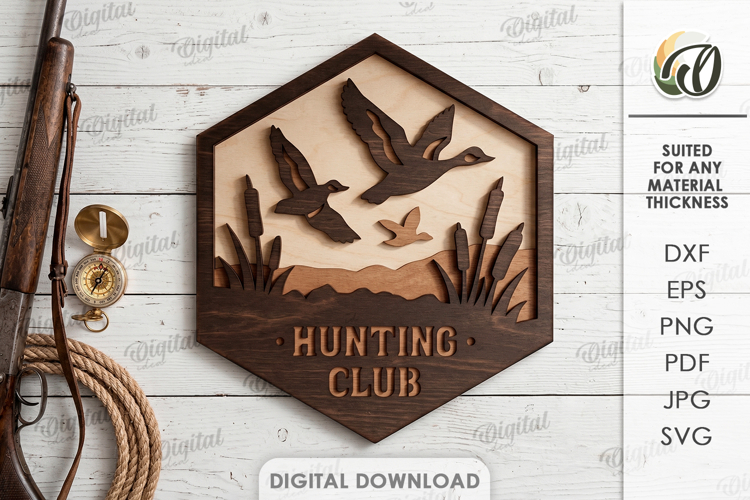 3D Hunting Sign Laser Cut. Wall Decor. Hunting Club SVG