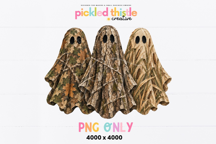 Hunting Ghost PNG, Camo Ghost Trio Halloween PNG