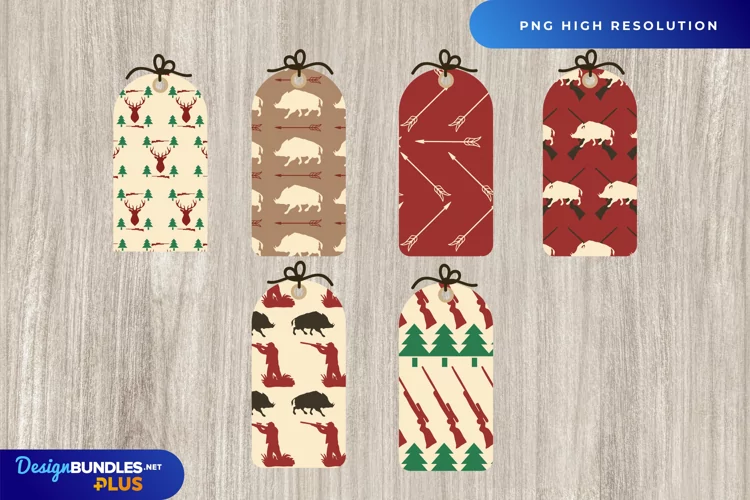 Hunting Patterned Shaped Tag