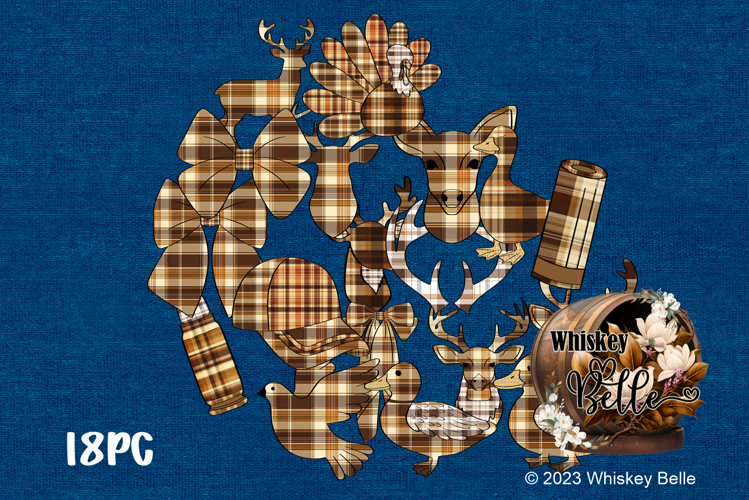 Hunting Fall Plaid Elements Sublimation Clip Art