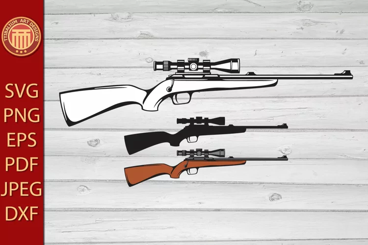 Hunting Rifle with Telescopic Sight - eps, svg, png files