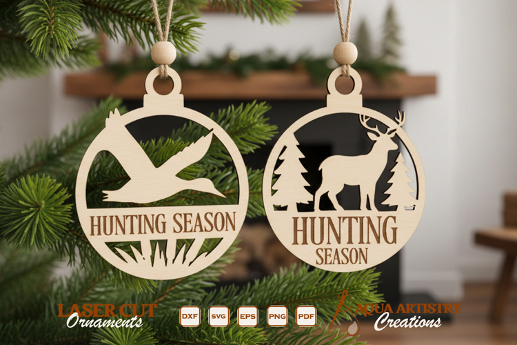 Hunting Season Ornaments Laser Cut File Template