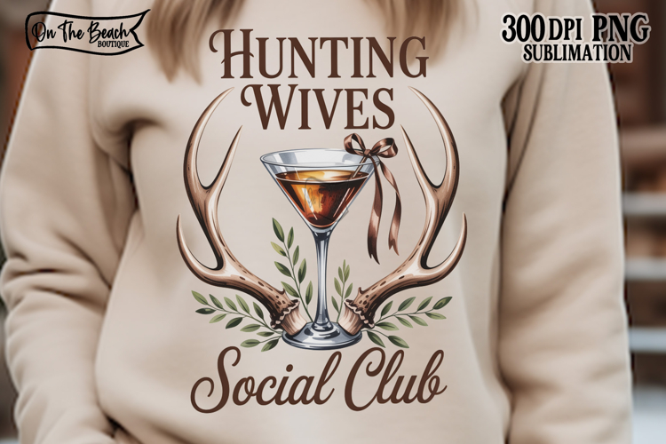Hunting Wives Coquette PNG Hunting Widow Antlers DTF Martini