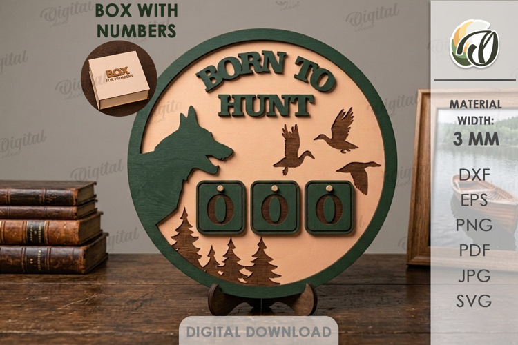 Hunting Tracker Laser Cut. Hunter log SVG. Born to hunt