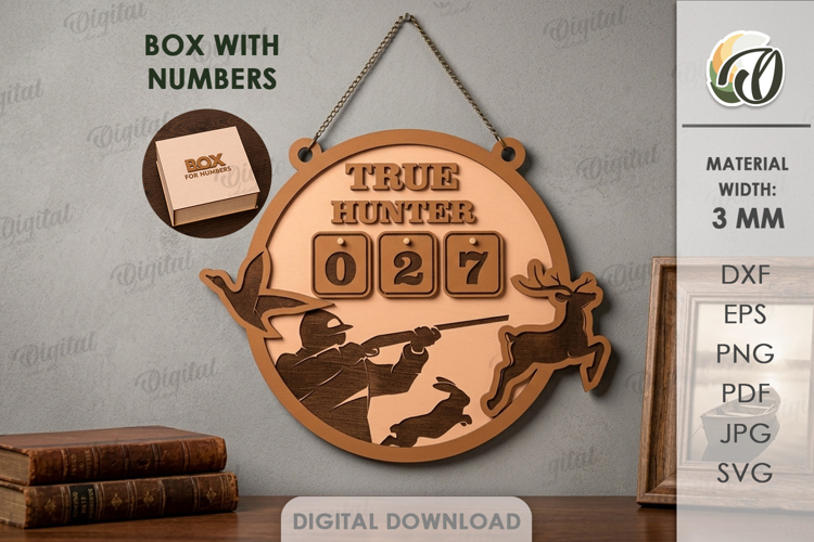 Hunting Tracker Laser Cut. Hunter log SVG. True hunter