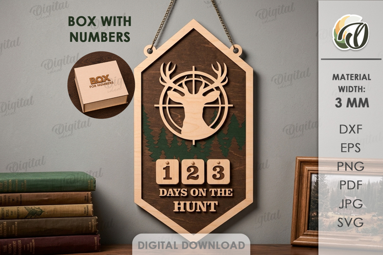 Hunting Tracker Laser Cut. Hunter log SVG. Days on the hunt