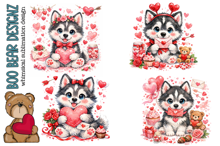 Valentine Husky Clipart