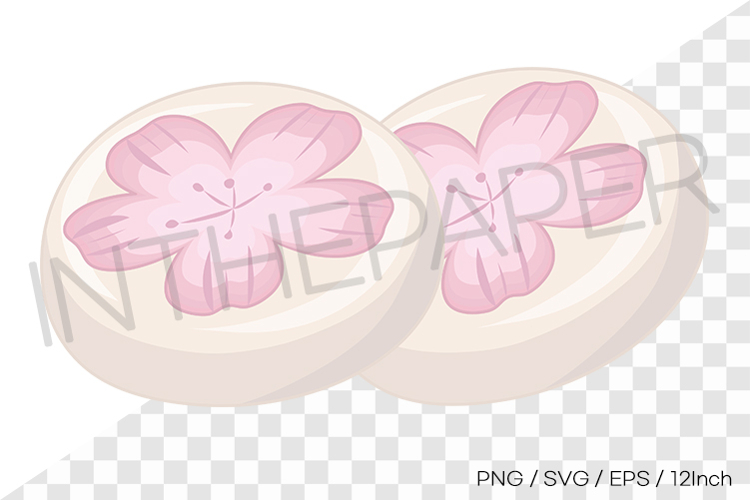 Azalea petal topped hwajeon rice cake PNG SVG Korean dessert