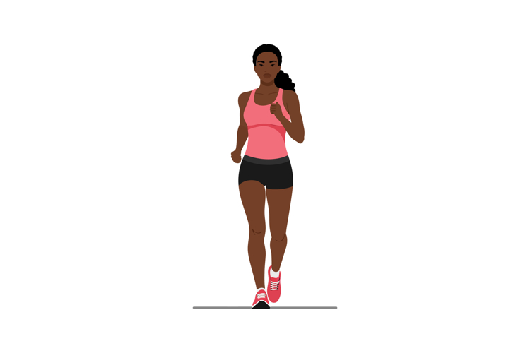 Female runner in motion with flat design style vector art