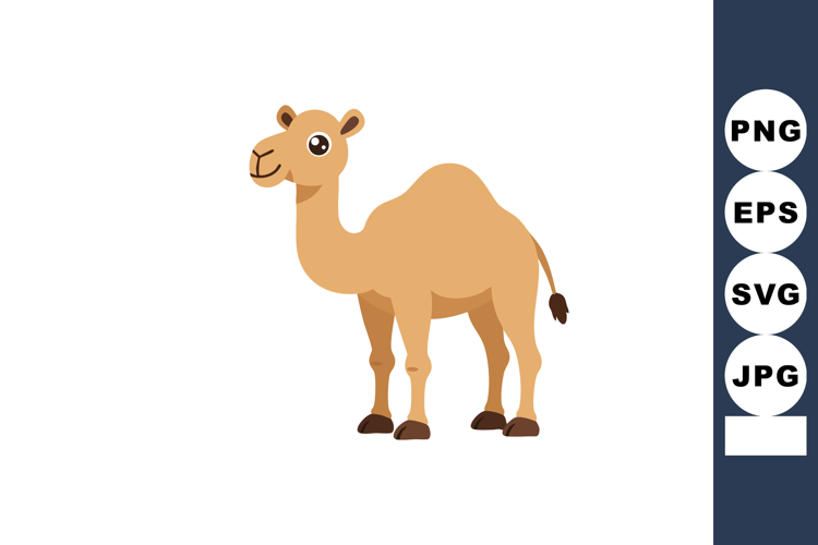 Camel animal vector illustration in simple style with brown