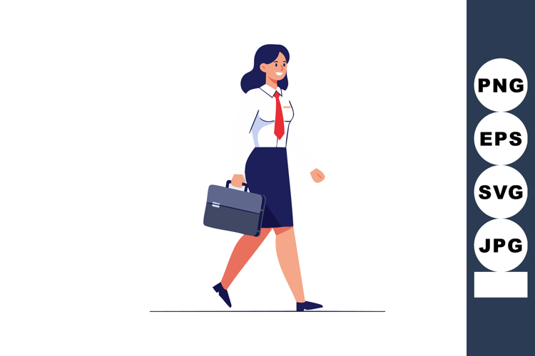 Businesswoman walking with briefcase in professional attire