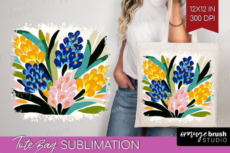 Hyacinth Modern Floral Tote Bag Sping Flower Tote Bag PNG